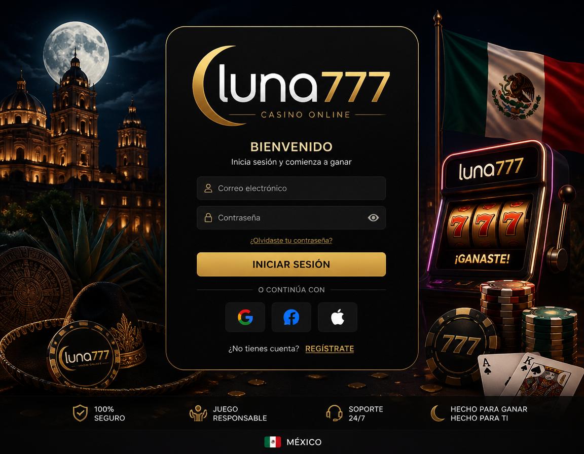 luna777 login - acceso a cuenta casino Mexico Pantalla de login de luna777 con acceso a cuenta, saldo, bonos, slots y casino movil